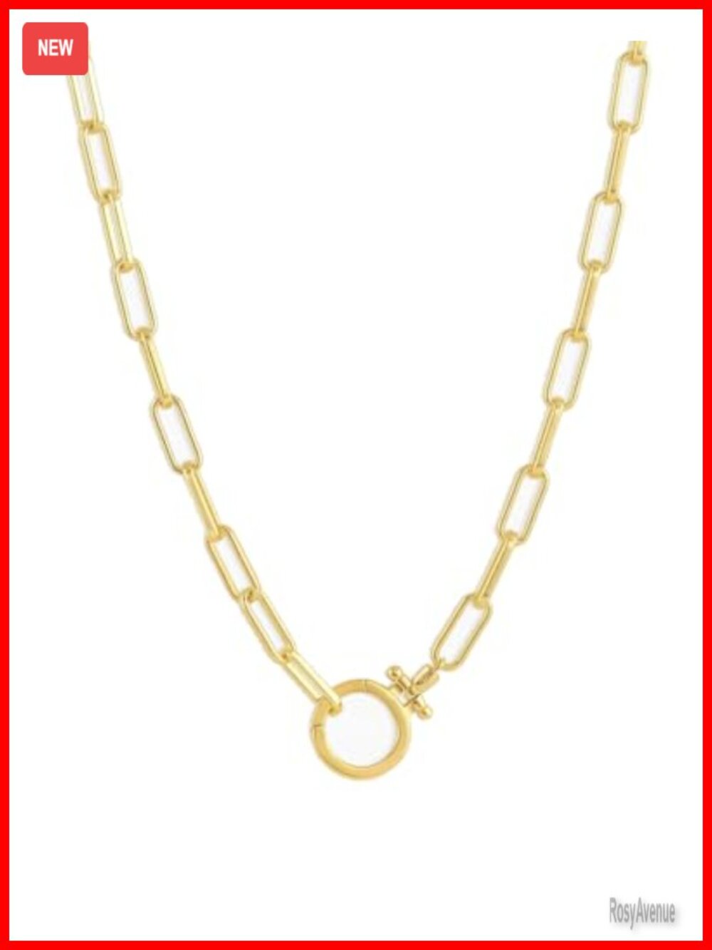 18k Gold Plated Paperclip Link Chain Necklace Adjustable 18"